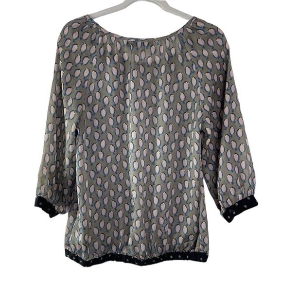 The Limited Semi Sheer Tan Papillon Bird Blouse, size small - Picture 6 of 10